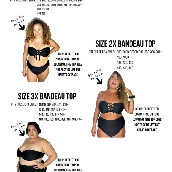 Curvy Beach 2X Pink and Silver Mermaid Scale Bandeau Bikini Top Plus Curvy - Picture 2 of 2